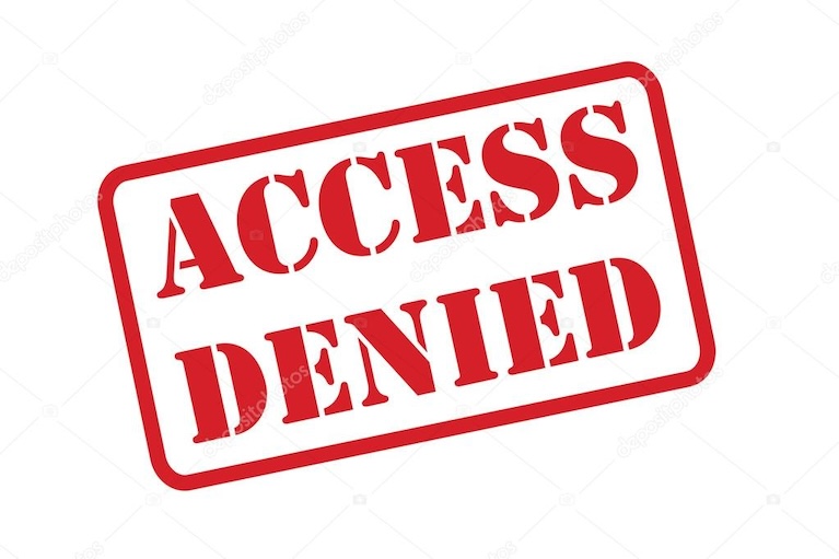 The words 'access denied' in bold red capital letters, inside a red rectangle with rounded corners