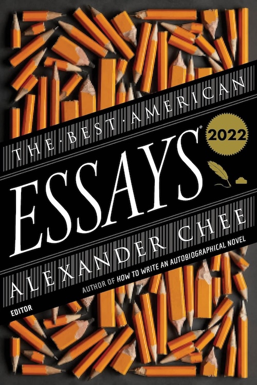 A book cover featuring a slanted black banner stating the book's title and editor, while in the background is a picture of several dozen short wooden pencils haphazardly arranged flat on a dark surface