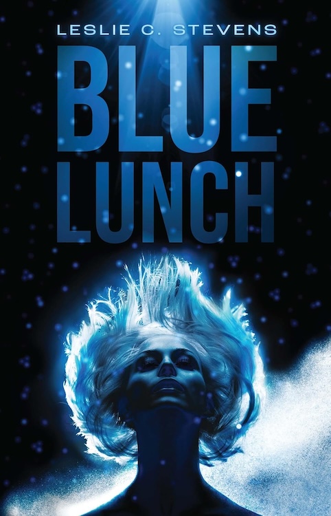 A book cover featuring a blue-tinted photo of a woman's head as she tosses her head back, causing her hair to rise above and behind her head, against a dark blue background with points of white light, with the author's name and title in large letters at the top