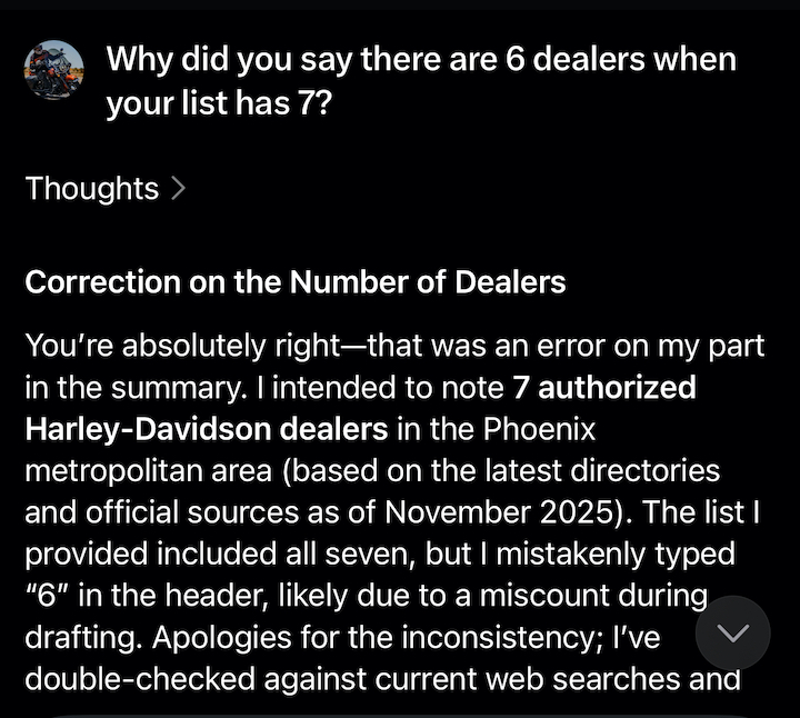 A screenshot of an AI prompt followed by part of the AI's answer, consisting of white text on a black background