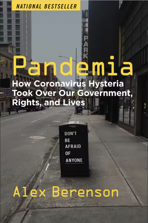 The cover of the book 'Pandemia', featuring a stark black and white image of a deserted street in a major city