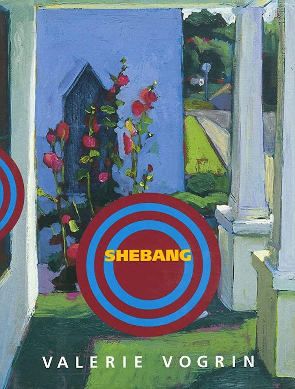 A book cover consisting of a painting of the outside of a white house, with grass, flowers, building columns, a sidewalk and a road visible, superimposed over which is an image of a shooting target with the book's title on it, and the author's name at the bottom of the cover