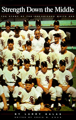 A book cover with a black background, with the title, subtitle and author's name in white letters, featuring a cropped picture of approximately sixteen men posed for a team picture in five rows, most of them wearing white pinstripe uniforms and black baseball caps, in the far background of which is a portion of a stadium with bright green seats