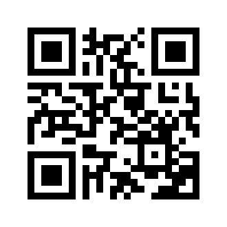 A QR code, which is a square on a white background with dozens of smaller black squares within it, forming no obvious pattern except for some large squares in three of the four corners