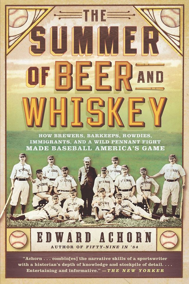 A book cover with the title, subtitle, author's name and a blurb taking up most of the space, with a black-and-white photo of 13 baseball players and a man in a suit in the lower portion of the cover